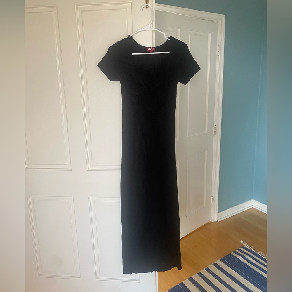 STAUD Black Knit Camden Maxi/Midi Dress - Picture 7 of 11
